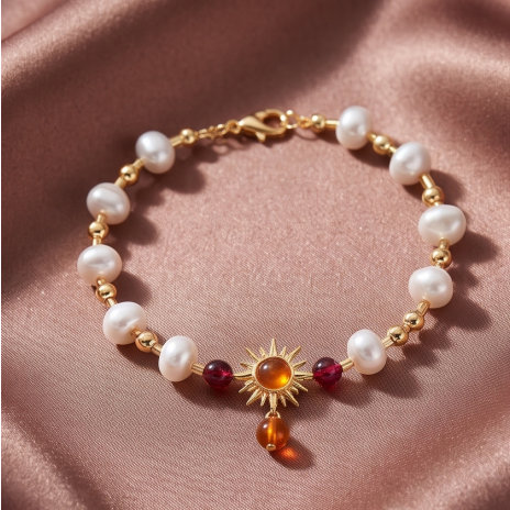 Sunburst Amber Pearl Bracelet