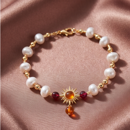 Sunburst Amber Pearl Bracelet