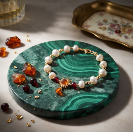 Sunburst Amber Pearl Bracelet