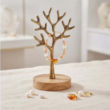 Amber Heart Pearl Bracelet