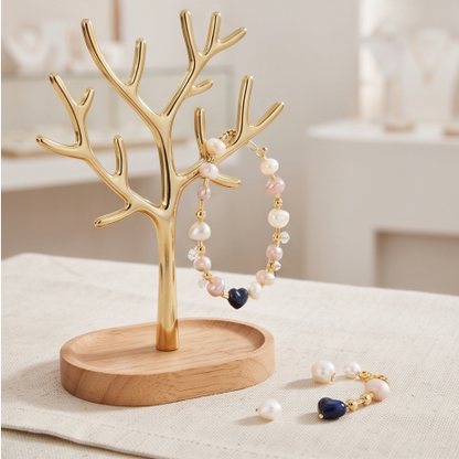 Midnight Blue Heart Pearl Bracelet